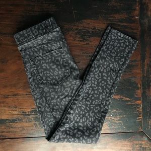 Girls Black Straight cut Jeans leopard print